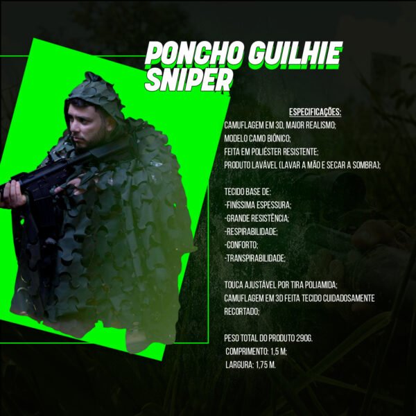 Capuz Poncho Ghilie Sniper Safo Camuflado Cores:Marpat Cerrado - Imagem 3