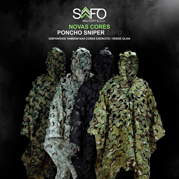 Capuz Poncho Ghilie Sniper Safo Camuflado Cores:Marpat Cerrado - Imagem 5