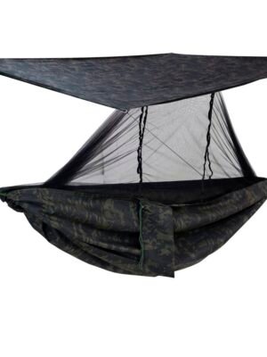 Rede Camping Com Mosquiteiro Teto de Proteção Multicam Black