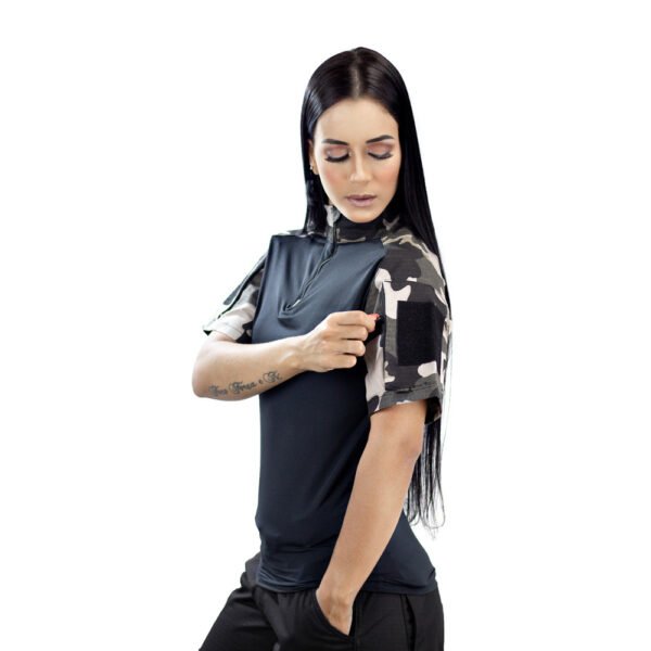 CAMISETA COMBAT TSHIRT FEMININA SAFO MILITAR CHOQUE BLACK - Imagem 3