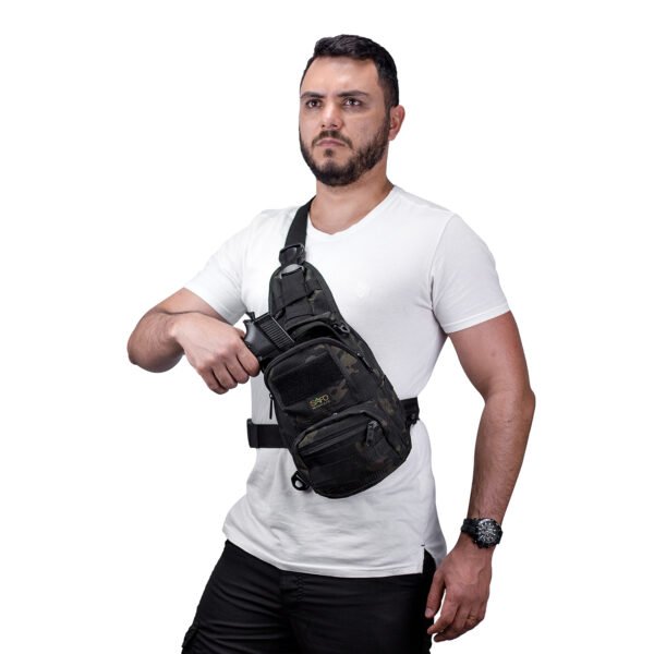 Pochete Tática Transversal Peito e Ombro MULTICAM BLACK - Imagem 3