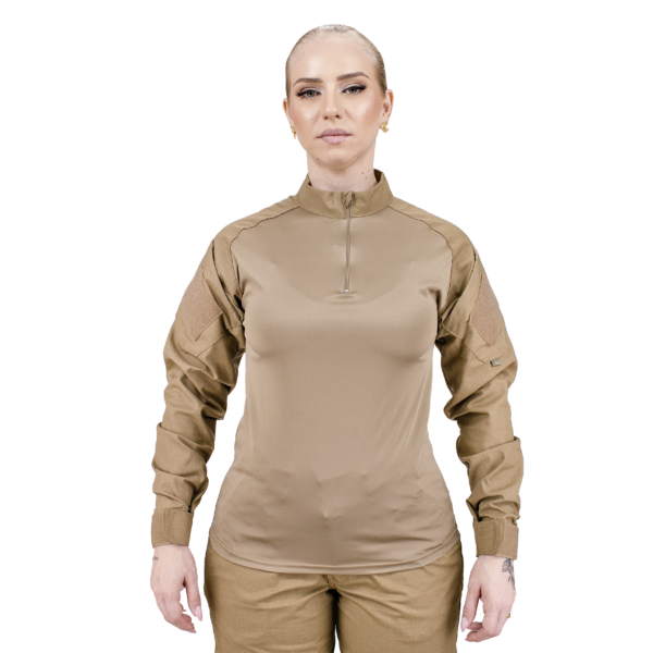 Camisa Combat Tshirt Feminina Manga Longa - Caqui