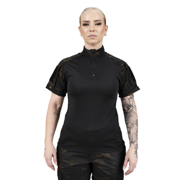 CAMISETA COMBAT TSHIRT FEMININA SAFO MILITAR MULTICAM BLACK