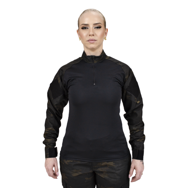 Camisa Combat Tshirt Feminina Manga Longa - Multicam Black