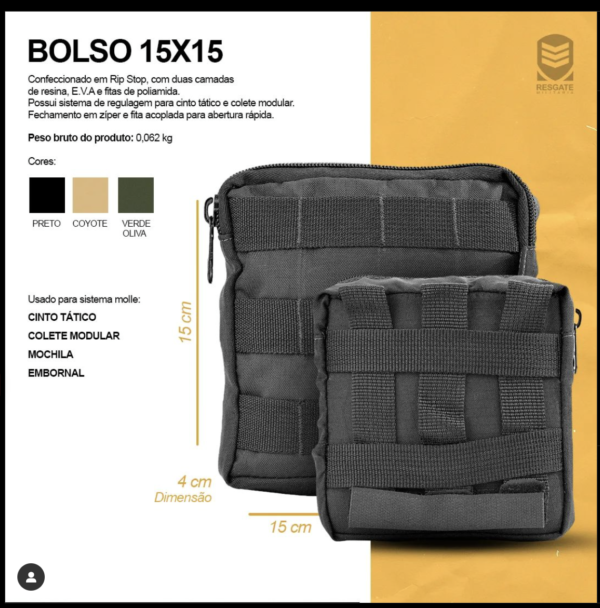 Bolso Modular Multiuso 15x15cm - Preto - Imagem 4