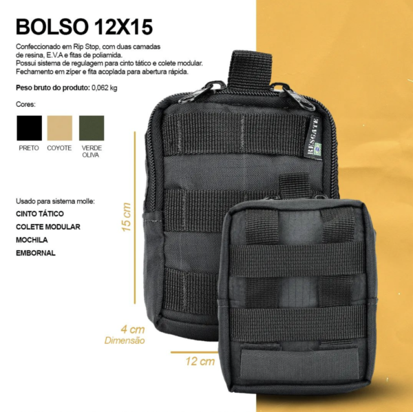 Kit Embornal MOLLE +3Bolsos Modulares - Coyote - Imagem 15