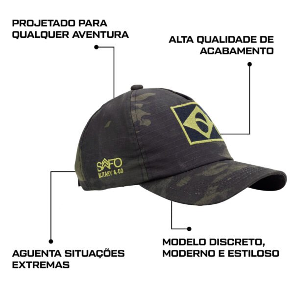 Boné M1 Patriota com Bordado Brasil - Multicam Black - Imagem 6