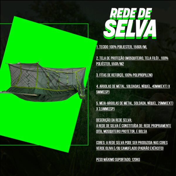 Rede De Selva com Mosquiteiro Safo Verde Oliva - Imagem 4