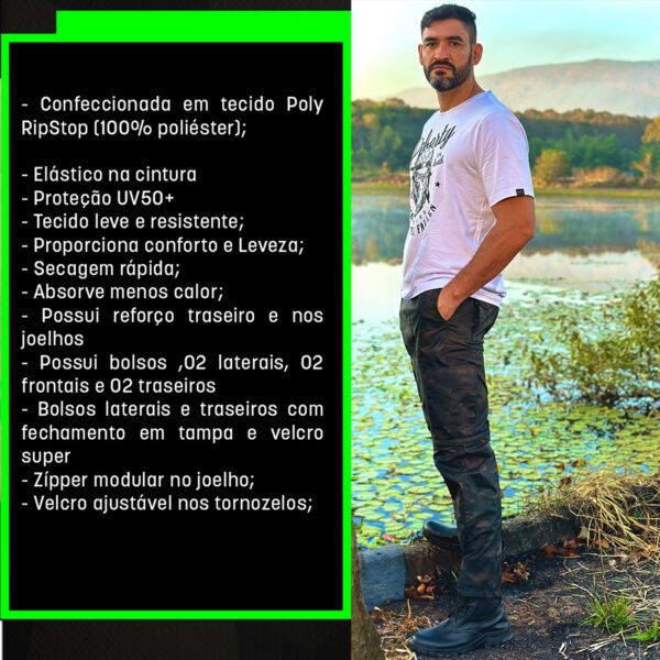 Calça Modular Vira Bermuda Double Fishing - Multicam - Imagem 7