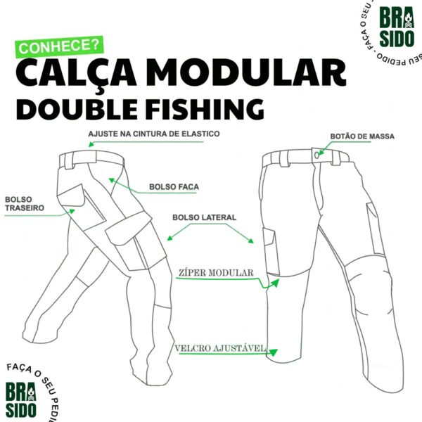 Calça Modular Vira Bermuda Double Fishing - Multicam - Imagem 8