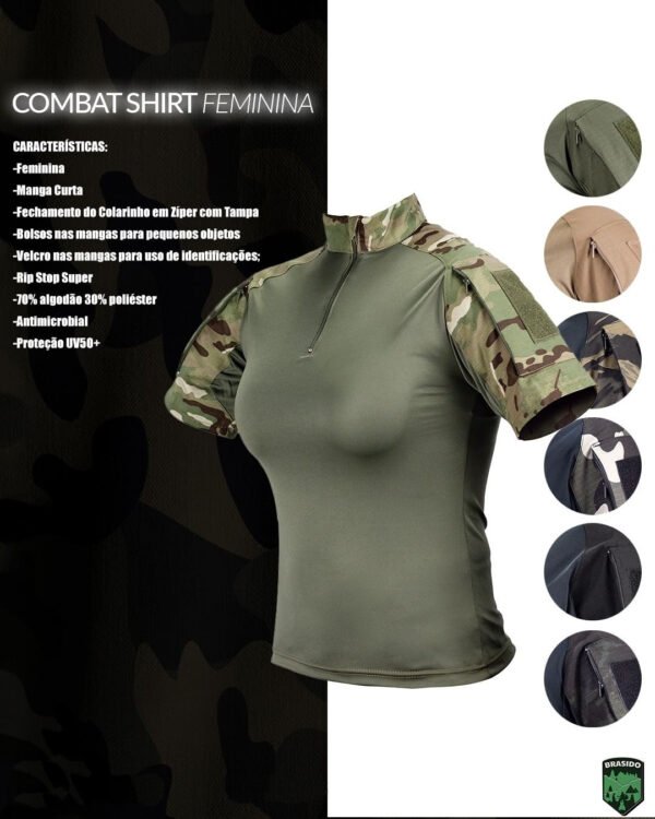 CAMISETA COMBAT TSHIRT FEMININA SAFO MILITAR CAQUI - Imagem 6