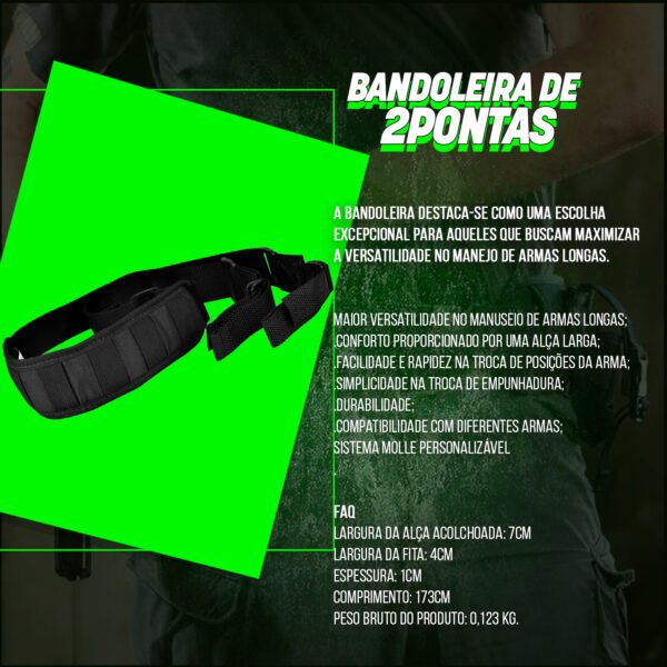 Bandoleira Tática de 2 pontas Resgate - Preto - Imagem 4