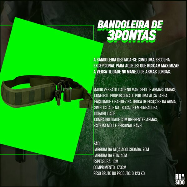 Bandoleira Tática de 3 pontas Resgate - Preto - Imagem 8
