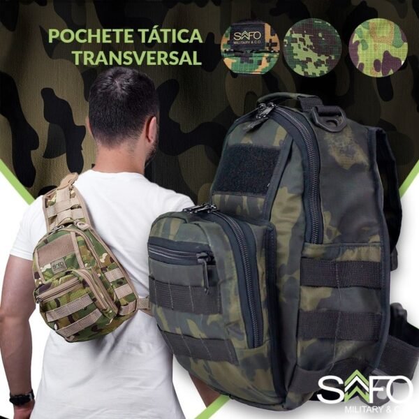 Pochete Tática Transversal Peito e Ombro MULTICAM BLACK - Imagem 7