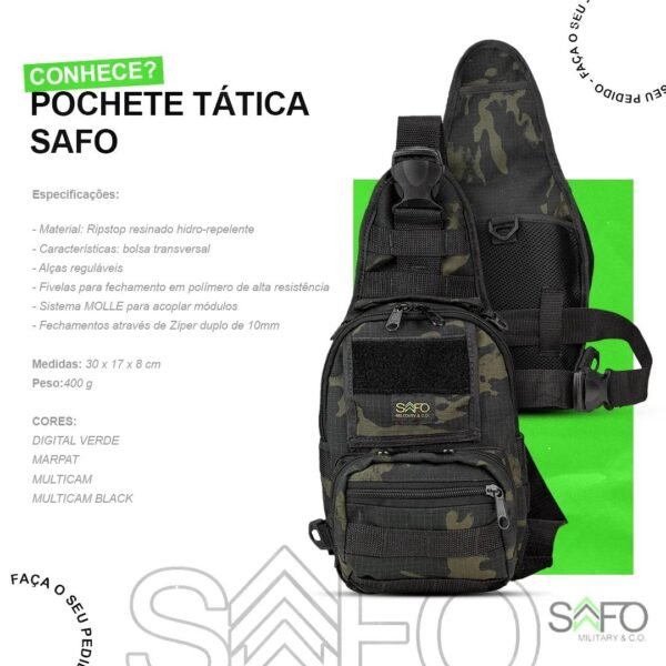 Pochete Tática Transversal Peito e Ombro MULTICAM BLACK - Imagem 8
