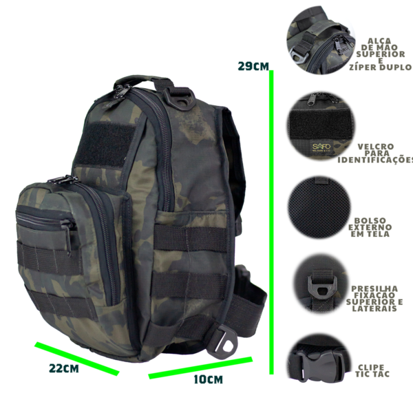Pochete Tática Transversal Peito e Ombro MULTICAM BLACK - Imagem 9