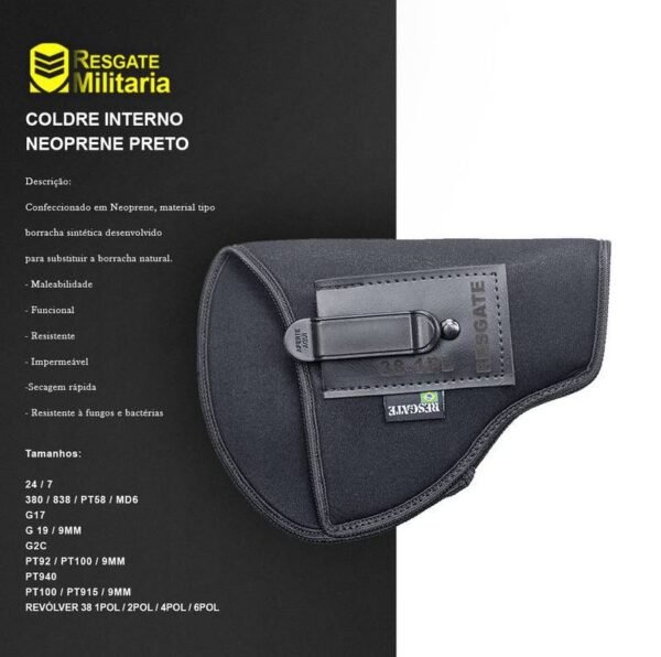 Coldre Velado Interno Paisana Neoprene Canhoto e Destro - Imagem 8