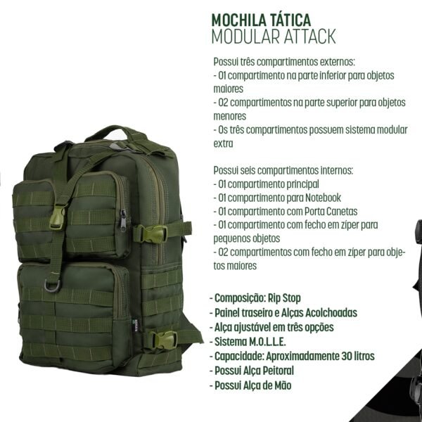 Mochila Tática Attack 30L - COYOTE - Imagem 5