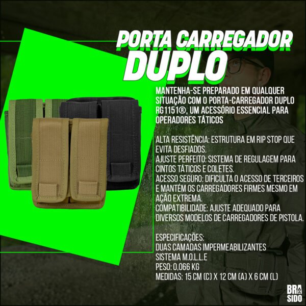 Porta Carregador Pistola Duplo Universal - Preto - Imagem 7