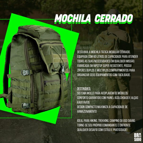 Mochila Tática Cerrado 60L - Preto - Imagem 6