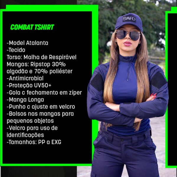 Camisa Combat Tshirt Feminina Manga Longa - Azul Noite - Imagem 5